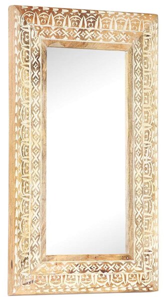 Kézzel faragott tömör mangófa tükör 80 x 50 x 2,6 cm