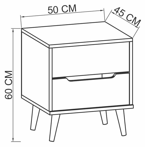 Hanah Home Nightstand Sapphire Oak Anthracite Flora - Sapphire Oak, Anthracite