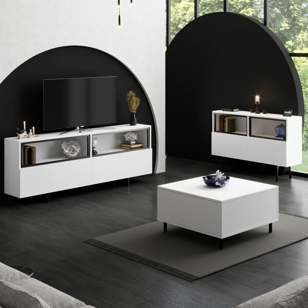 Hanah Home TV Stand White Ekol Up - White