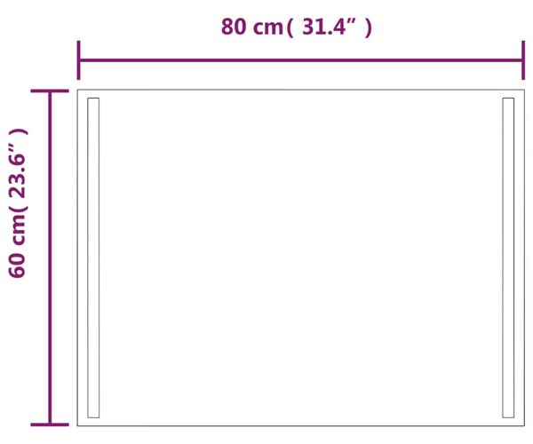 LED-es fürdőszobatükör 60x80 cm