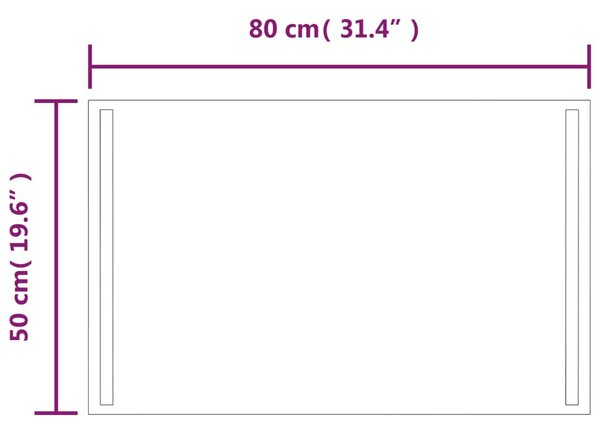 LED-es fürdőszobatükör 50x80 cm