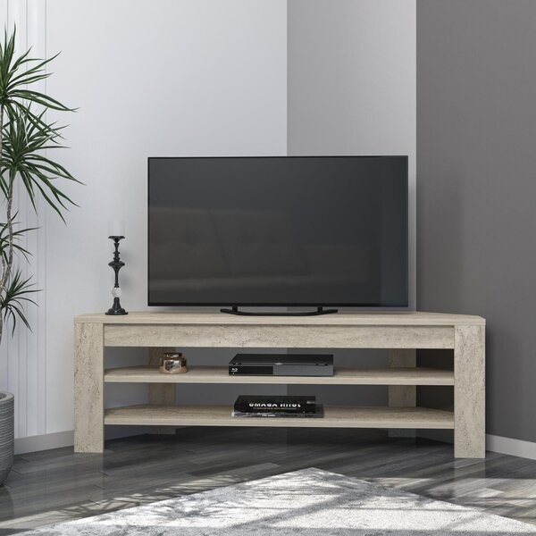 Hanah Home TV Stand Travertine Corner - Travertine