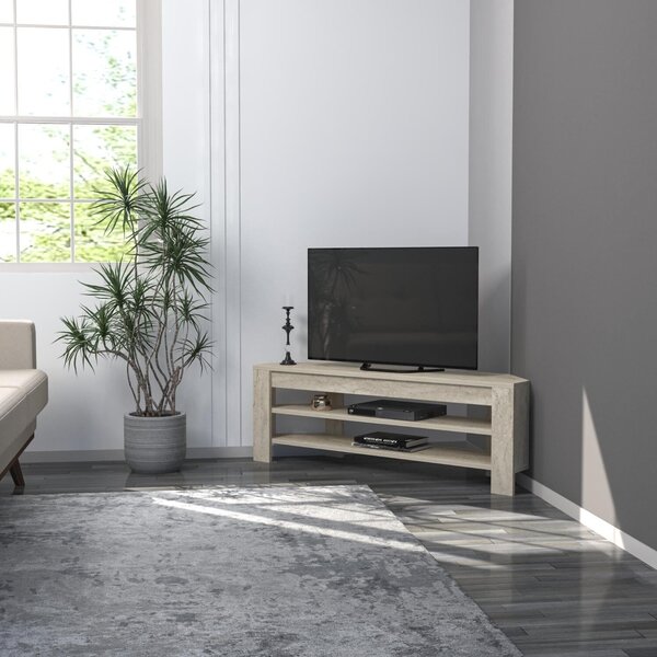 Hanah Home TV Stand Travertine Corner - Travertine
