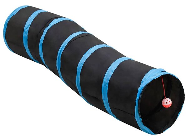 Fekete és kék S-alakú poliészter macskaalagút 122 cm