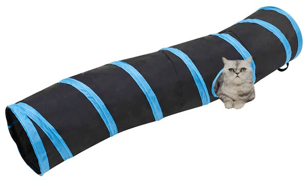 Fekete és kék S-alakú poliészter macskaalagút 122 cm