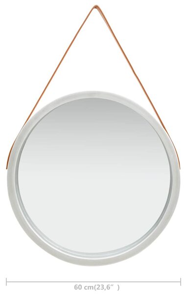 Ezüstszínű fali tükör pánttal 60 cm