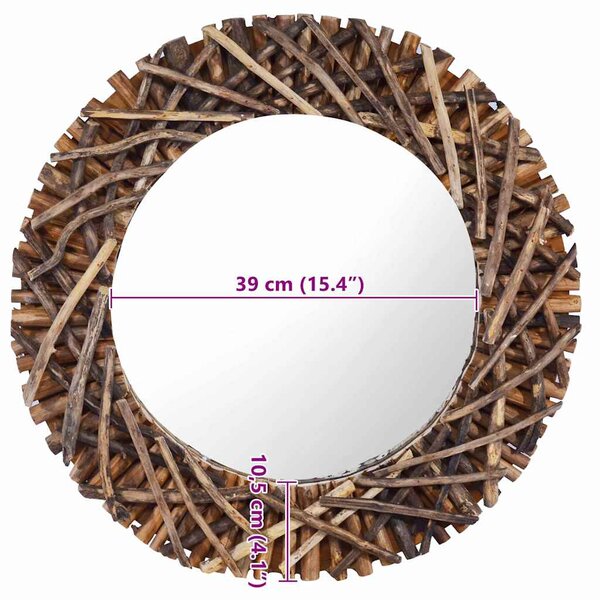 Kör alakú tíkfa falitükör 60 cm