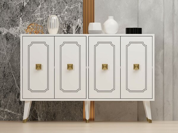 Hanah Home Console White Gold Roland - White, Gold