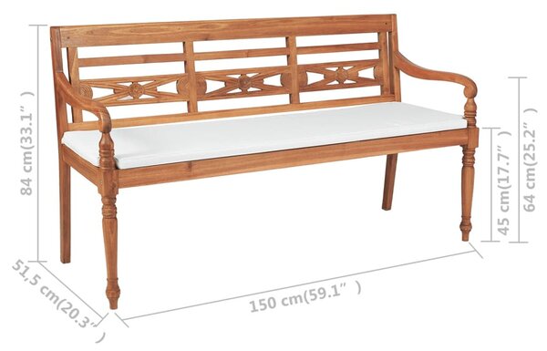 Tíkfa Batavia pad párnákkal 150 cm