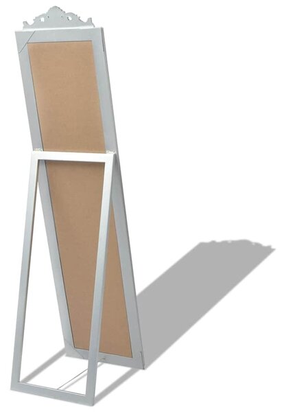 Ezüstszínű barokk stílusú szabadon álló tükör 160 x 40 cm