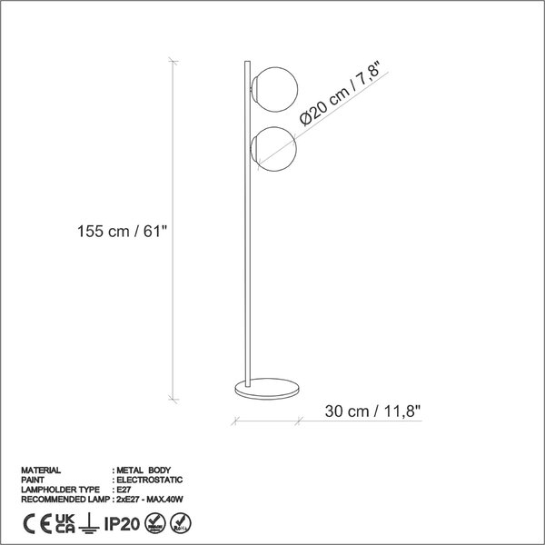 Opviq Floor Lamp Gold Dual 13756 - Gold