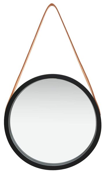 Fekete fali tükör pánttal 40 cm