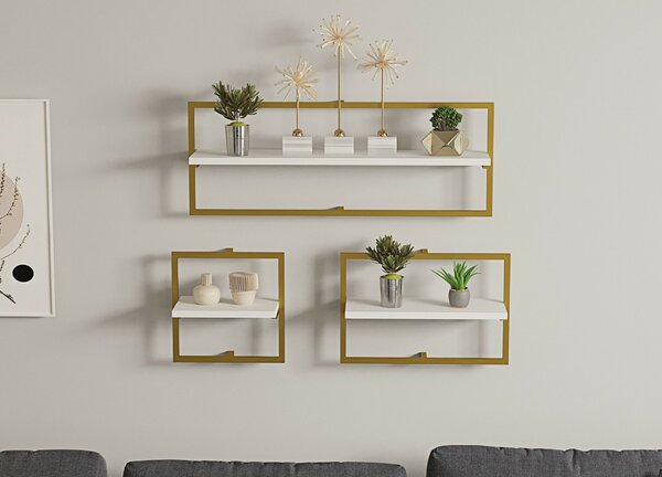 Hanah Home Fali polc WhiteGold Yeso - Fehér arany