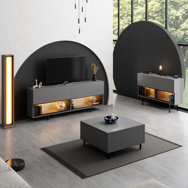 Hanah Home TV Stand Anthracite Ekol Down - Anthracite