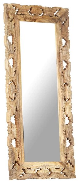 Kézzel faragott barna tömör mangófa tükör 110 x 50 cm