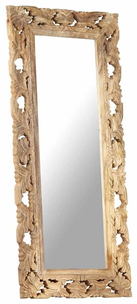 Kézzel faragott barna tömör mangófa tükör 110 x 50 cm