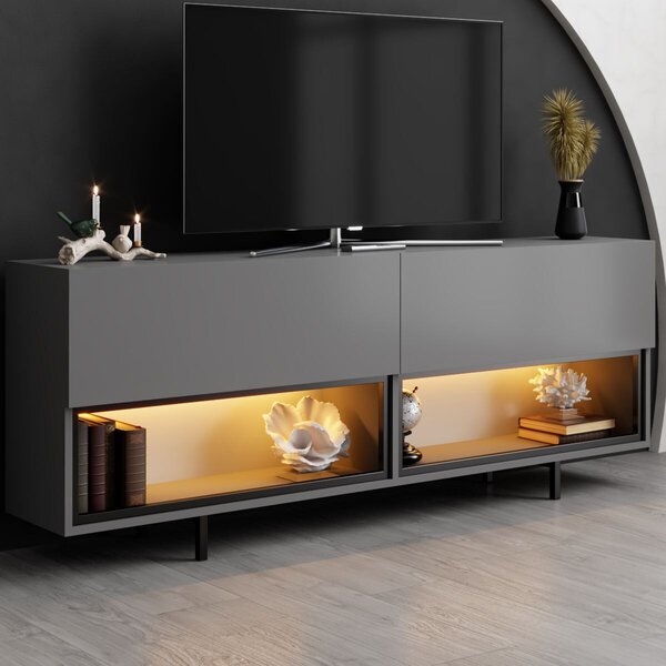 Hanah Home TV Stand Anthracite Ekol Down - Anthracite