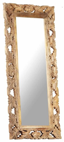 Kézzel faragott barna tömör mangófa tükör 110 x 50 cm