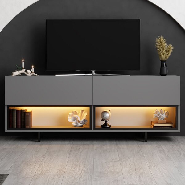 Hanah Home TV Stand Anthracite Ekol Down - Anthracite