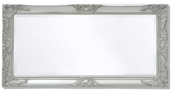 Ezüstszínű barokk stílusú fali tükör 100 x 50 cm