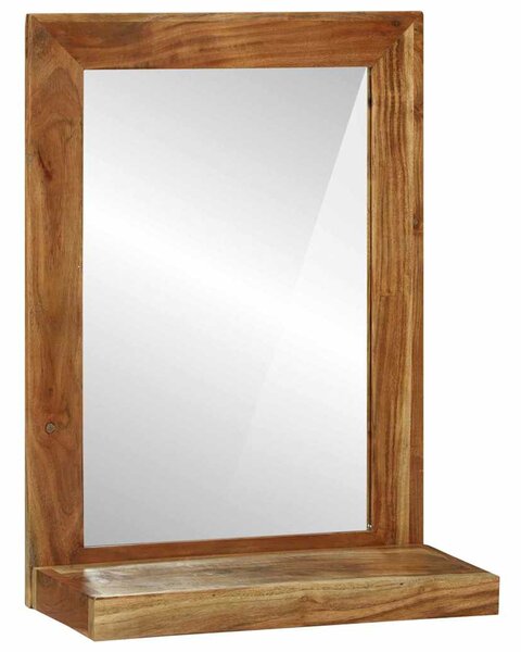 Fürdőszobai tükör polcokkal Barna 50 x 22 x 70 cm Tömör Akácfa