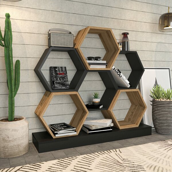Hanah Home könyvespolc BlackOak Cicek - fekete, tölgy