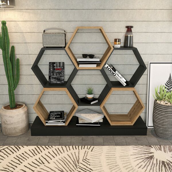 Hanah Home könyvespolc BlackOak Cicek - fekete, tölgy