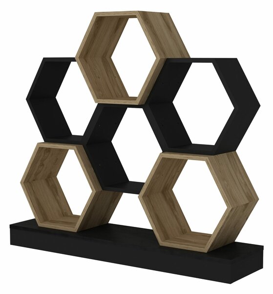 Hanah Home könyvespolc BlackOak Cicek - fekete, tölgy