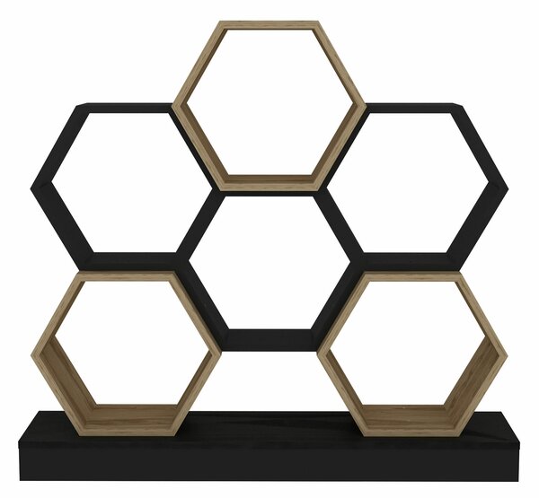 Hanah Home könyvespolc BlackOak Cicek - fekete, tölgy