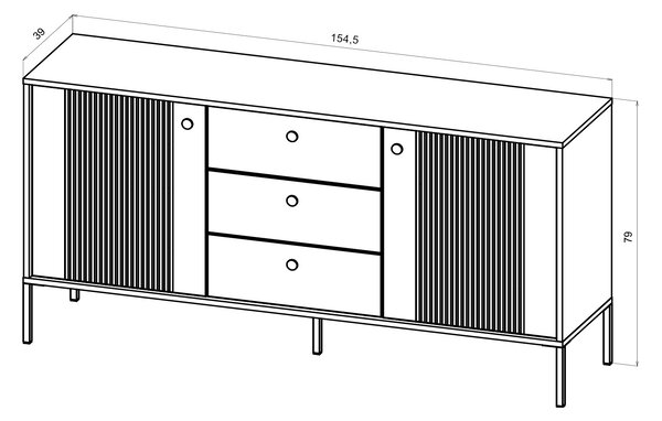 Komód Isae 2D3S (fekete + arany)