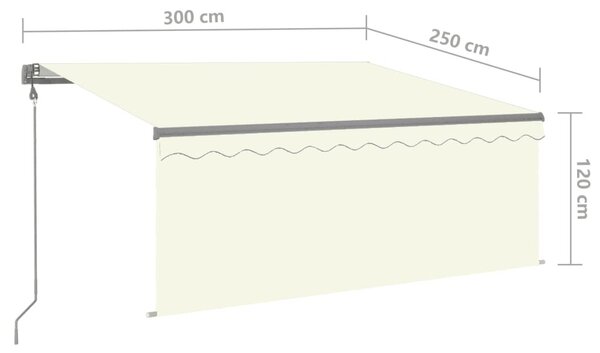 Krémszínű automata kihúzható napellenző redőnnyel 3 x 2,5 m