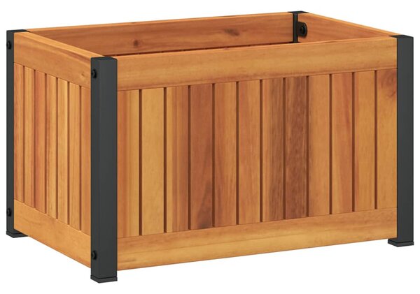 Tömör akácfa és acél kerti virágtartó 45 x 30 x 27,5 cm
