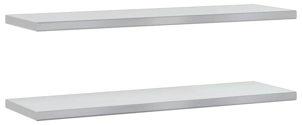 2 db ezüstszínű rozsdamentes acél fali polc 100 x 30 cm