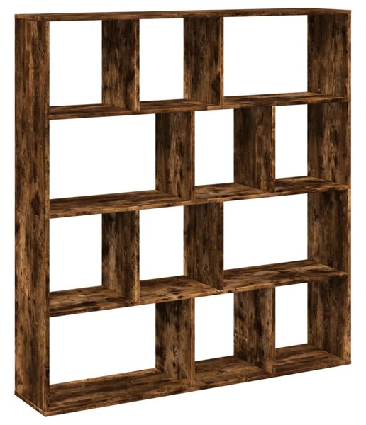 Füstös tölgy színű szerelt fa könyvszekrény 132 x 29 x 141,5 cm