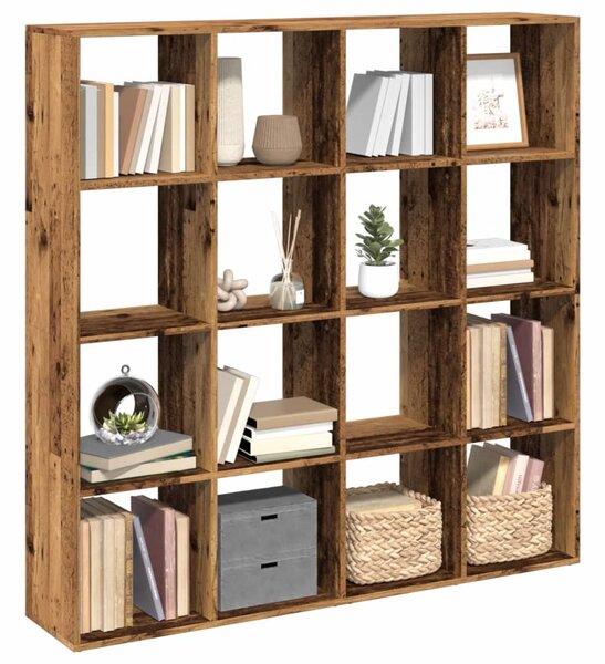 Antik fa színű szerelt fa könyvszekrény 137,5 x 29 x 137,5 cm