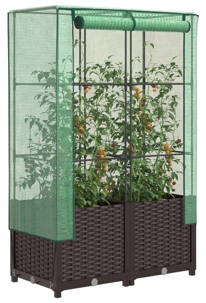 Rattan megjelenésű magaságyás melegháztakaróval 80x40x138 cm