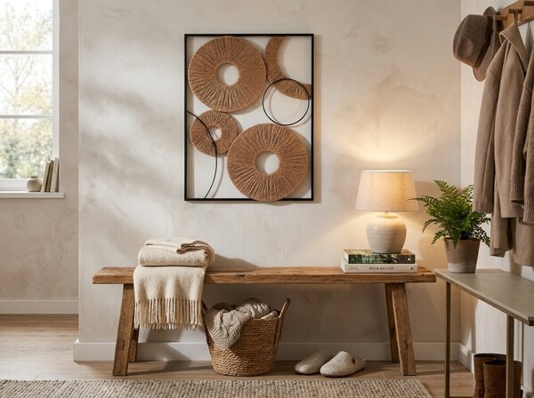 Fali dekoráció CIRCLES fémből 48x68 cm, fekete / barna