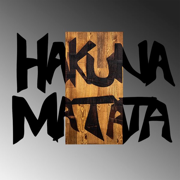 Wallity Dekoratív fa fali kiegészítő, fekete, világos dió, Hakuna Matata 5