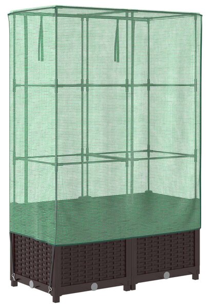 Rattan megjelenésű magaságyás melegháztakaróval 80x40x138 cm
