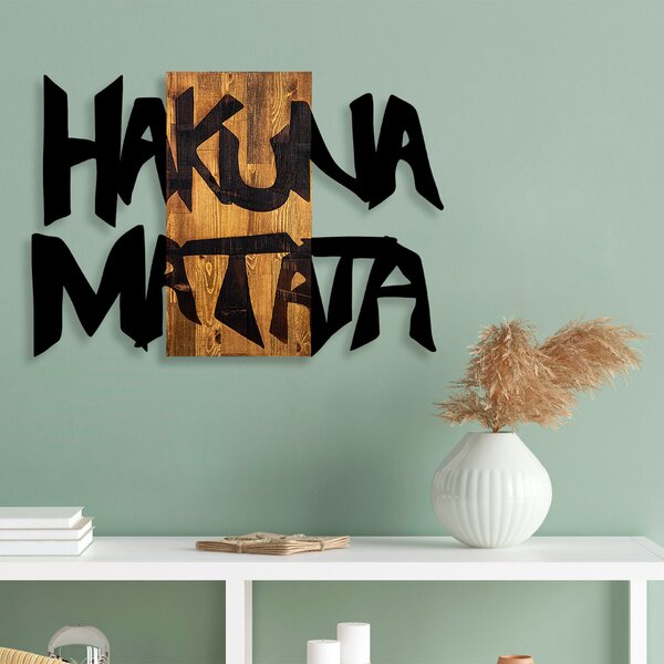 Wallity Dekoratív fa fali kiegészítő, fekete, világos dió, Hakuna Matata 5