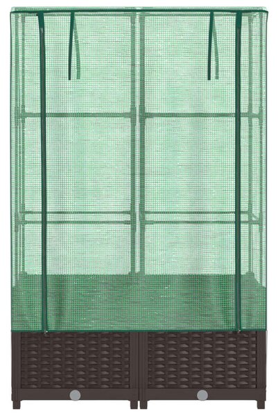 Rattan megjelenésű magaságyás melegháztakaróval 80x40x138 cm