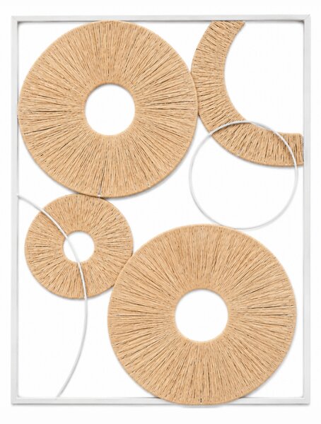 Fali dekoráció CIRCLES fém 48x68 cm, fehér / bézs