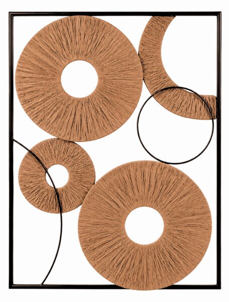 Fali dekoráció CIRCLES fémből 48x68 cm, fekete / barna
