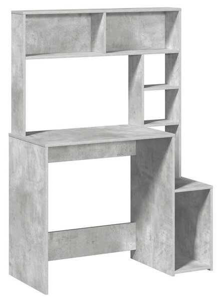 Betonszürke szerelt fa íróasztal polcokkal 100x45x140 cm