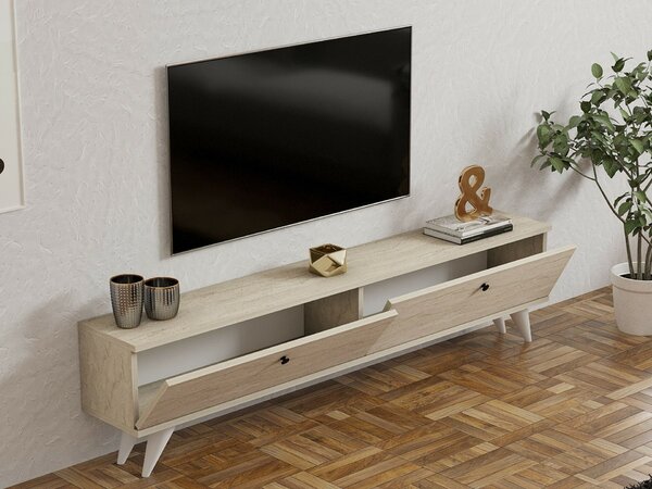 Hanah Home TV Stand Travertine Paris - Travertine