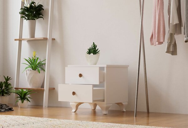 Hanah Home Ecem éjjeliszekrény Matt fehér - Rb-070