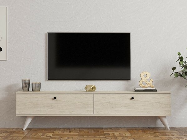Hanah Home TV Stand Travertine Paris - Travertine