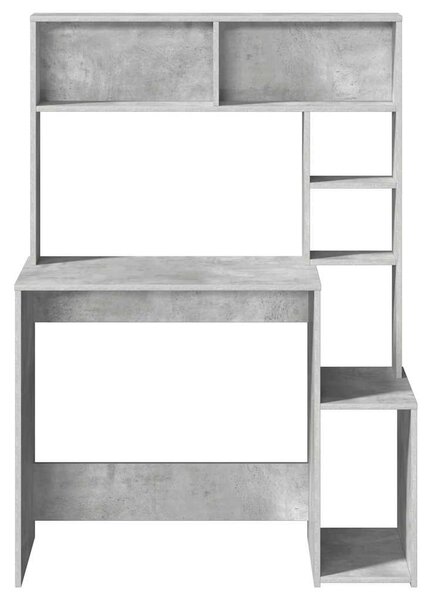 Betonszürke szerelt fa íróasztal polcokkal 100x45x140 cm