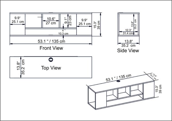 Hanah Home TV Stand Walnut Paldi - Walnut