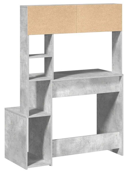Betonszürke szerelt fa íróasztal polcokkal 100x45x140 cm